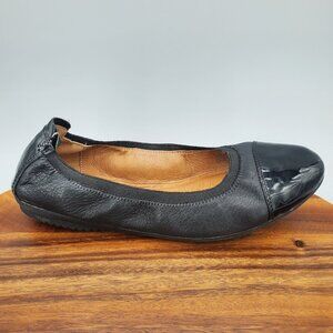 Josef Seibel Ballet Flats Women's 8 39 Black Leather Pippa Cap Toe Comfort